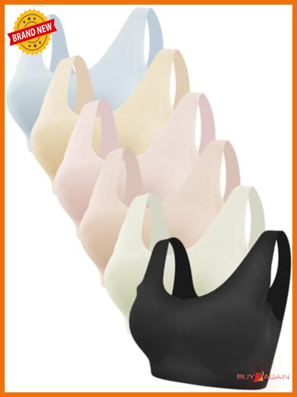 Wireless Padded Seamless Bras Set - 6 Pack Comfy Everyday Bra